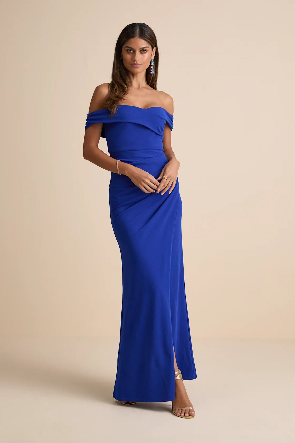 High-Class Presence Plum Off-the-Shoulder Maxi Dress