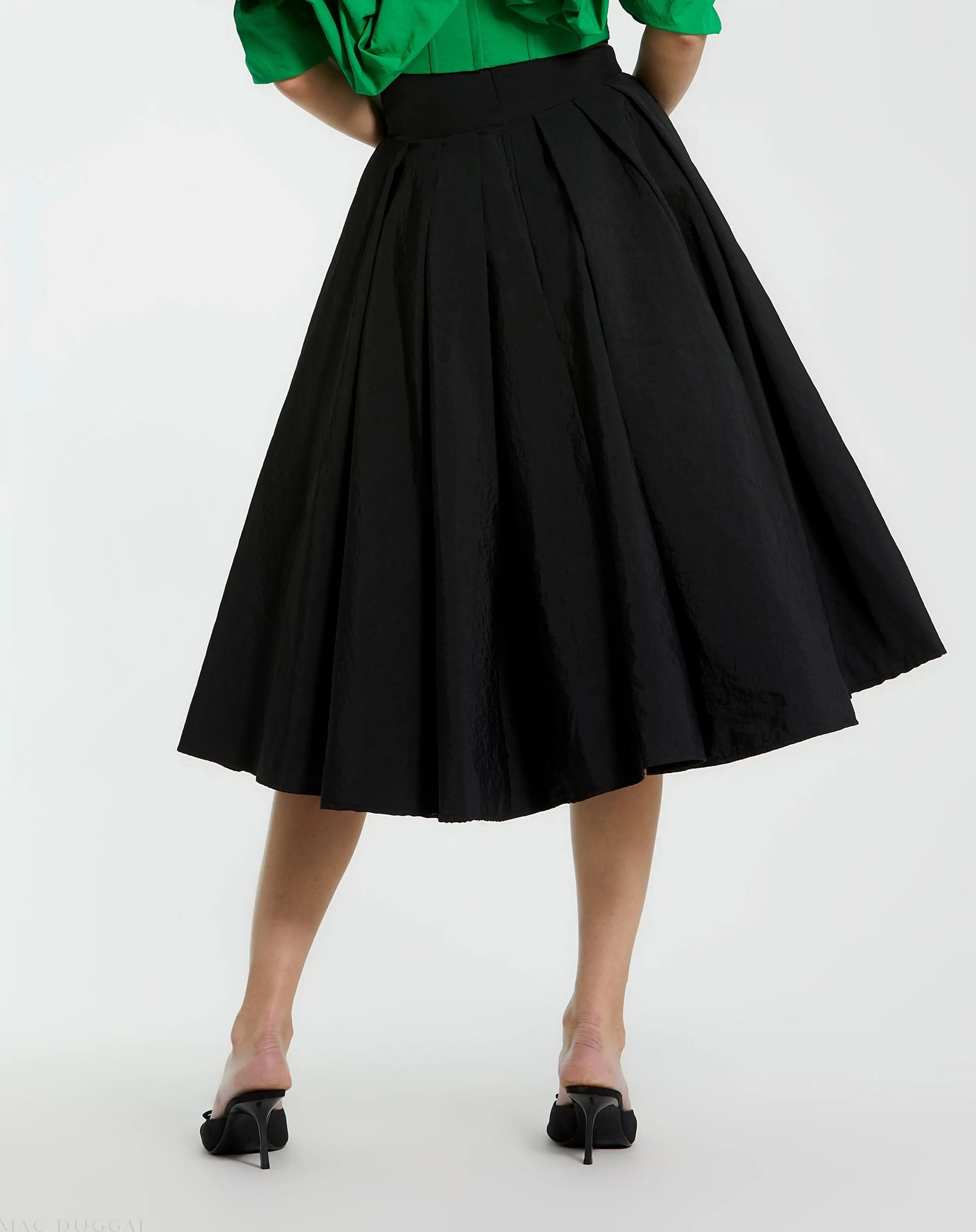 The Bubbly Black Faille High Waisted Midi Full Circle Skirt