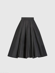 The Bubbly Black Faille High Waisted Midi Full Circle Skirt