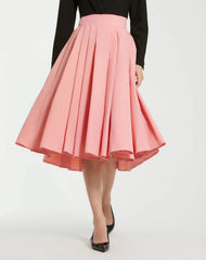 The Bubbly Pink Faille High Waisted Midi Full Circle Skirt - FINAL SALE