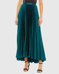 Ankle Length Pleated Satin Skirt
