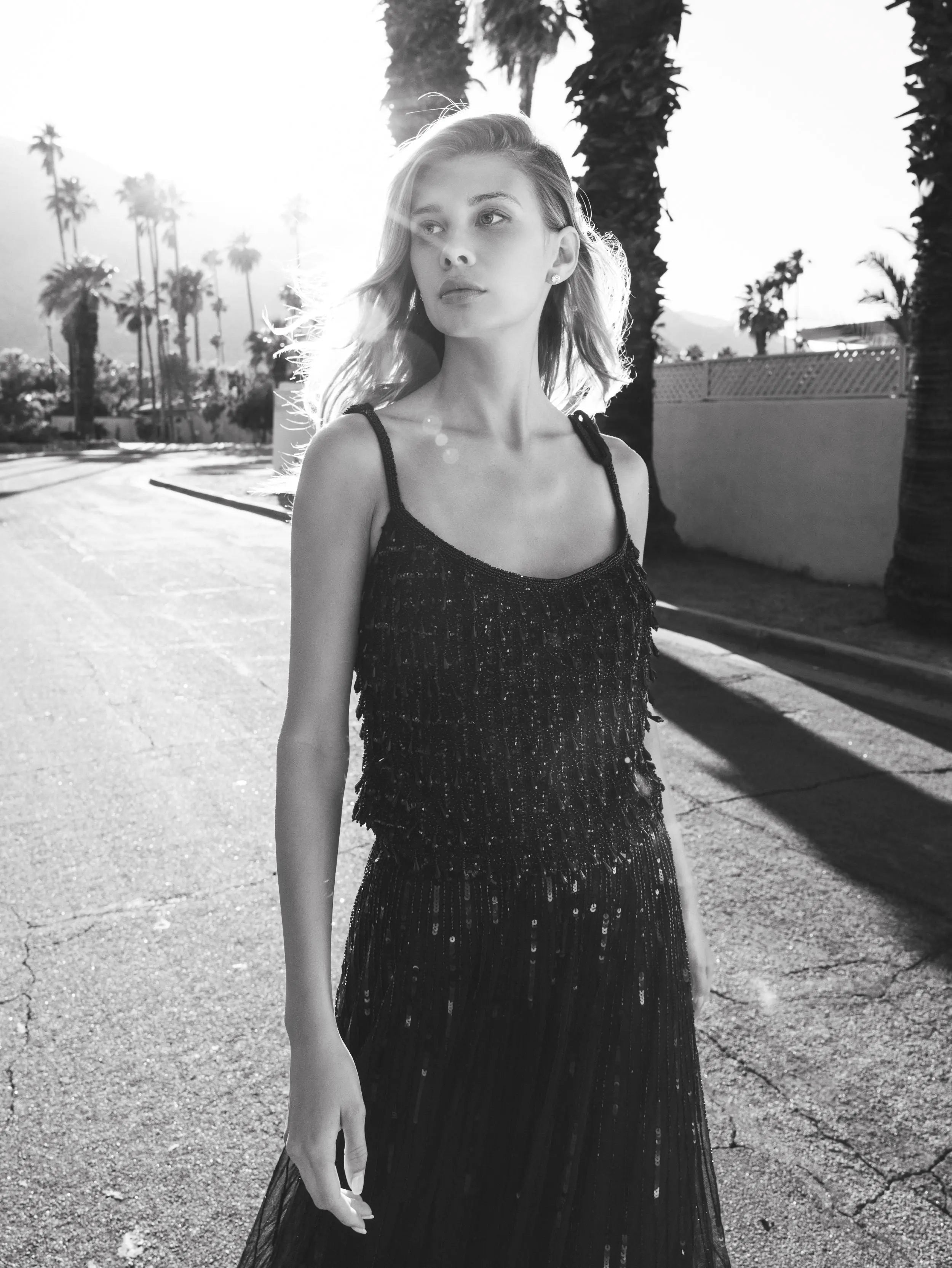 Black Long Sequin Embellished Chiffon Evening Skirt