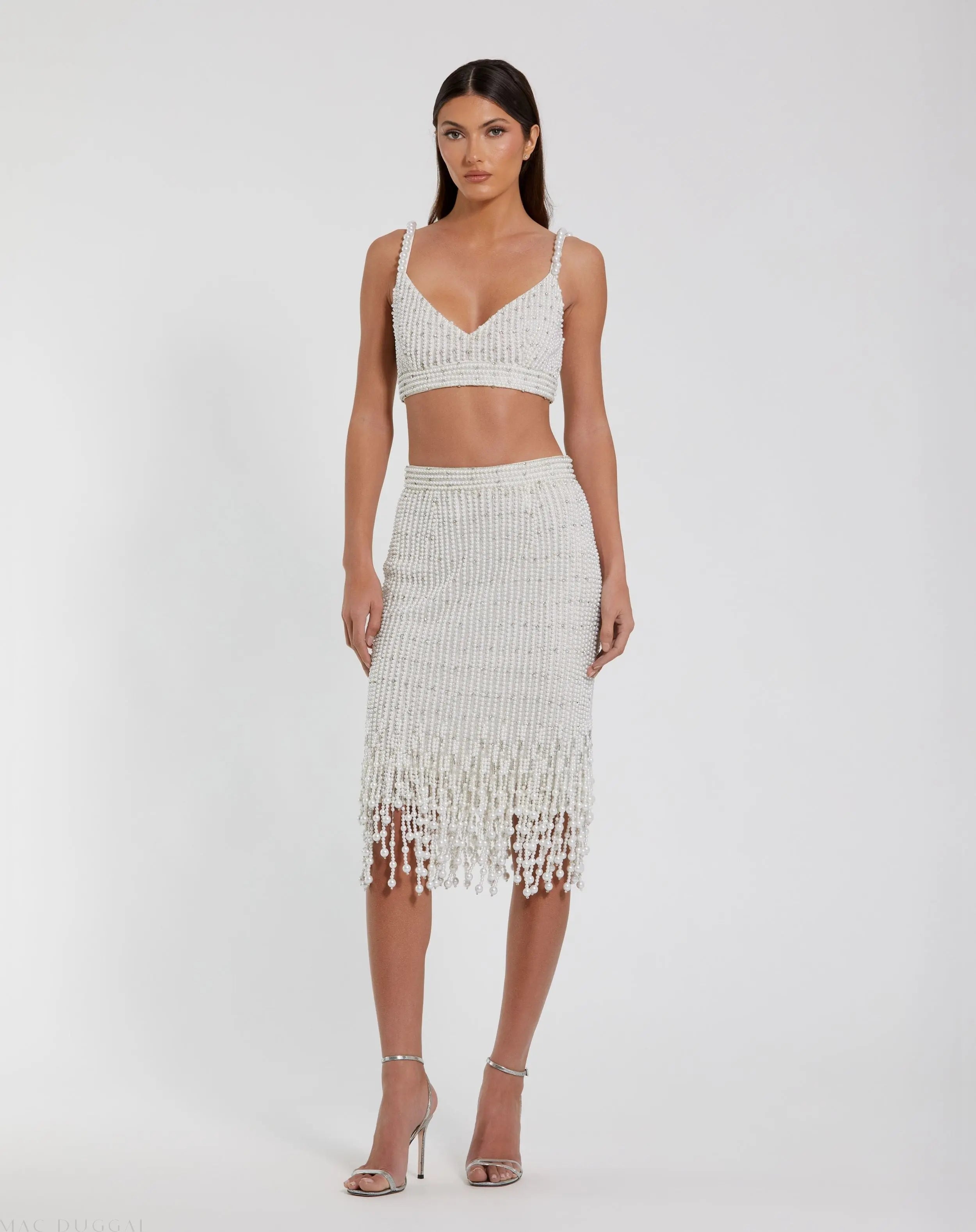 White Pearl Beaded Bra Top