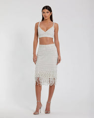 White Pearl Beaded Bra Top